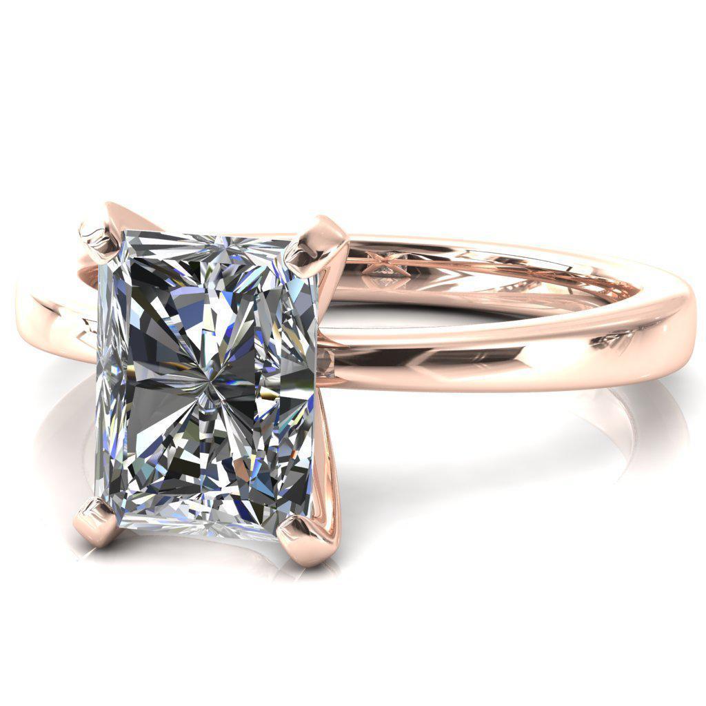 Tessa Radiant Moissanite 4  Prong Pitched Shoulders Solitaire Engagement Ring
