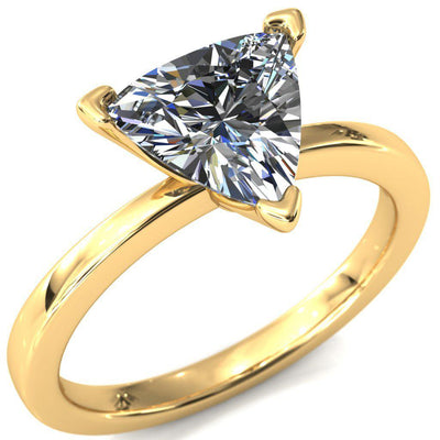 Tessa Trillion Moissanite 3 Prong Pitched Shoulders Solitaire Engagement Ring