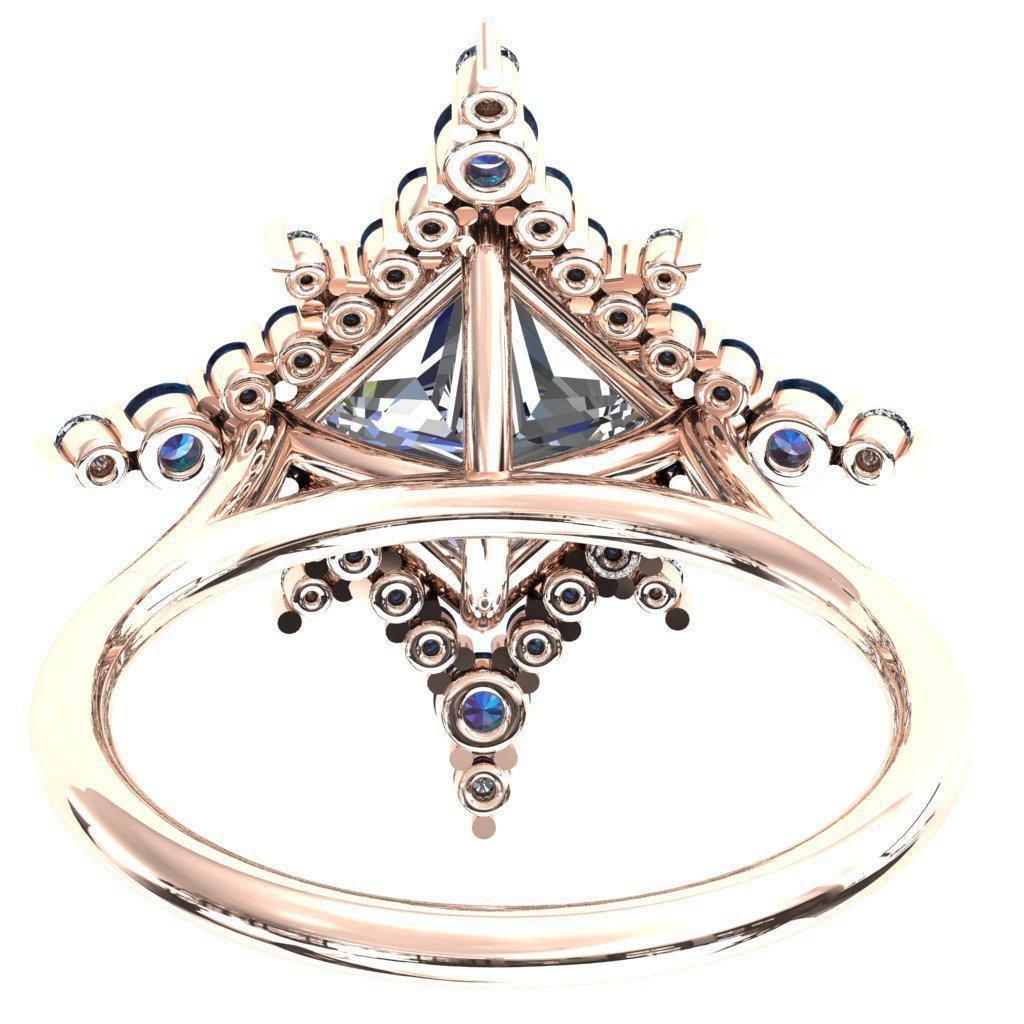 Thalim Princess/Square Moissanite 4-Point Star Alexandrite and Diamond Halo Ring ver. 2-Custom-Made Jewelry-Fire & Brilliance ®