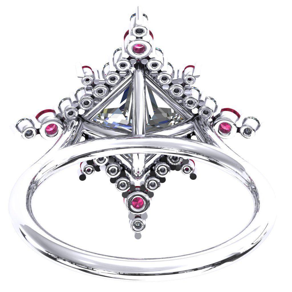 Thalim Princess/Square Moissanite 4-Point Star Ruby and Diamond Halo Ring-Custom-Made Jewelry-Fire & Brilliance ®