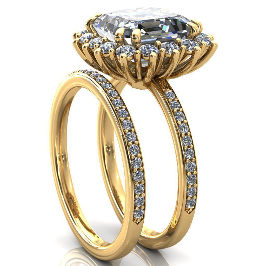 The Duchess Asscher Moissanite Diamond Cluster Halo Ring-Custom-Made Jewelry-Fire & Brilliance ®