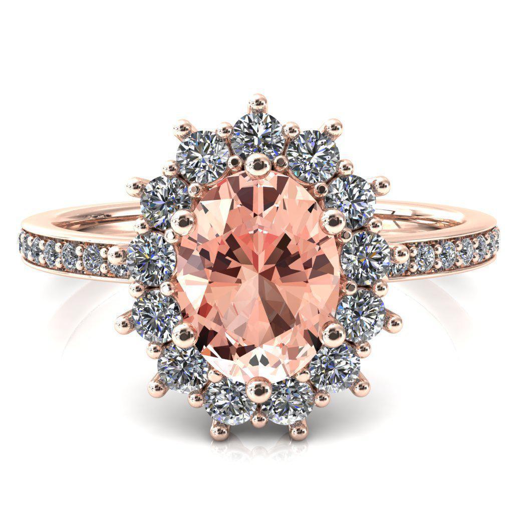 The Duchess Oval Champagne Sapphire 6 Prong Diamond Cluster Halo Ring-FIRE & BRILLIANCE