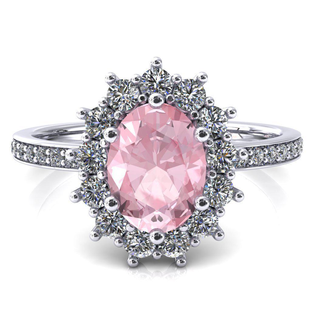 The Duchess Oval Pink Sapphire 6 Prong Diamond Cluster Halo Ring – FIRE ...