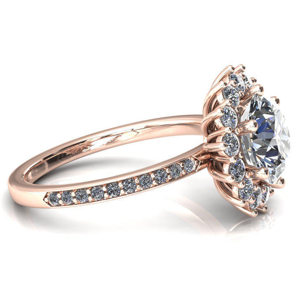 The Duchess Round Moissanite 6 Prong Diamond Cluster Halo Ring-FIRE & BRILLIANCE