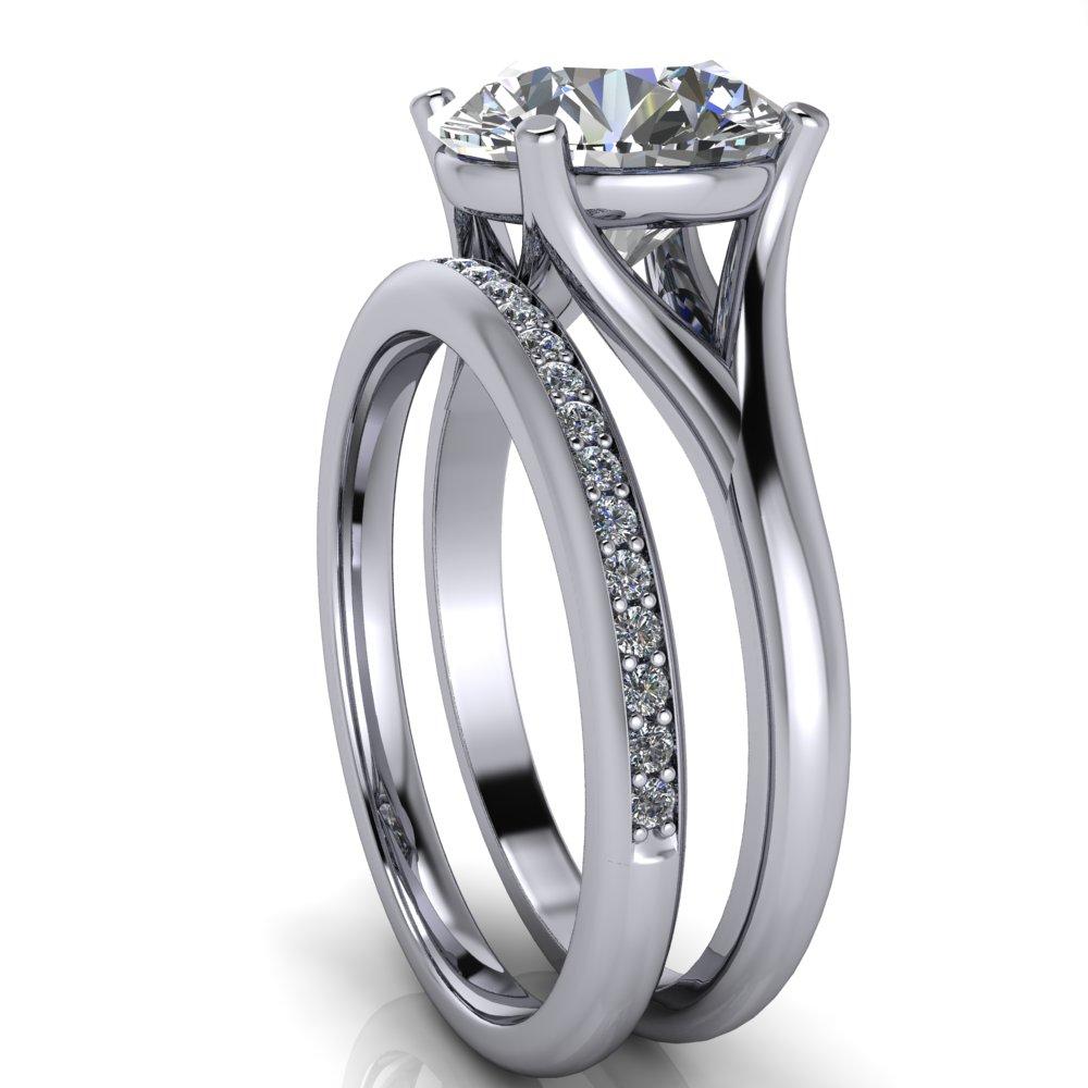 Thea Round Moissanite 4 Prong Split Shank Engagement Ring-Custom-Made Jewelry-Fire & Brilliance ®