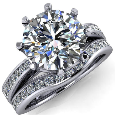Tiana Round Moissanite 6-Prong Crown Design Setting Ring-Custom-Made Jewelry-Fire & Brilliance ®