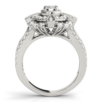 Tina Round Moissanite Double Halo 4 Prong Split Shank Milgrain Engagement Ring-Custom-Made Jewelry-Fire & Brilliance ®