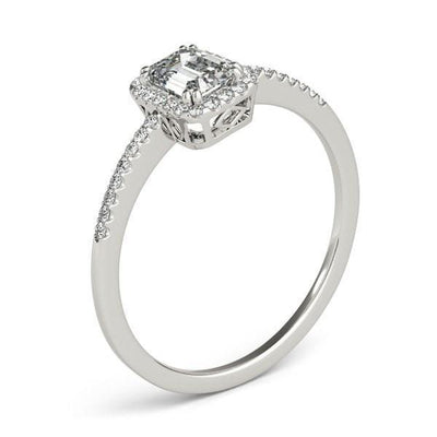 Tori Emerald Moissanite Halo Engagement Ring-Custom-Made Jewelry-Fire & Brilliance ®