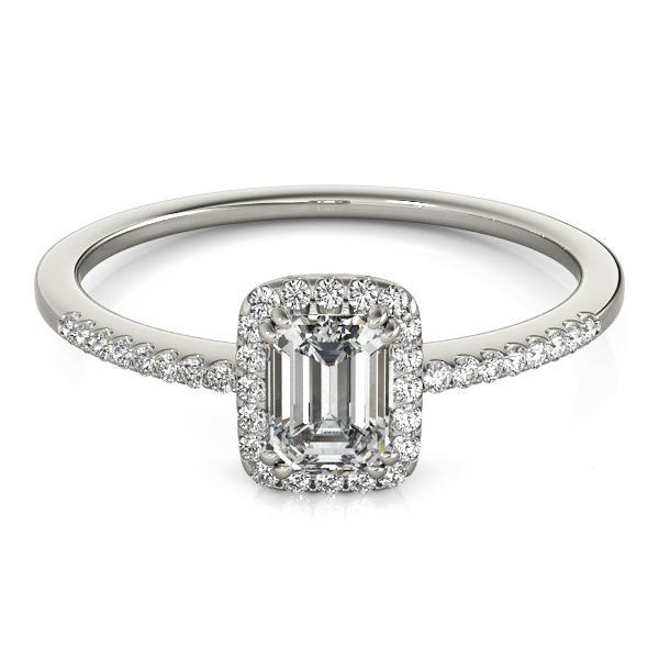 Tori Emerald Moissanite Halo Engagement Ring-Custom-Made Jewelry-Fire & Brilliance ®