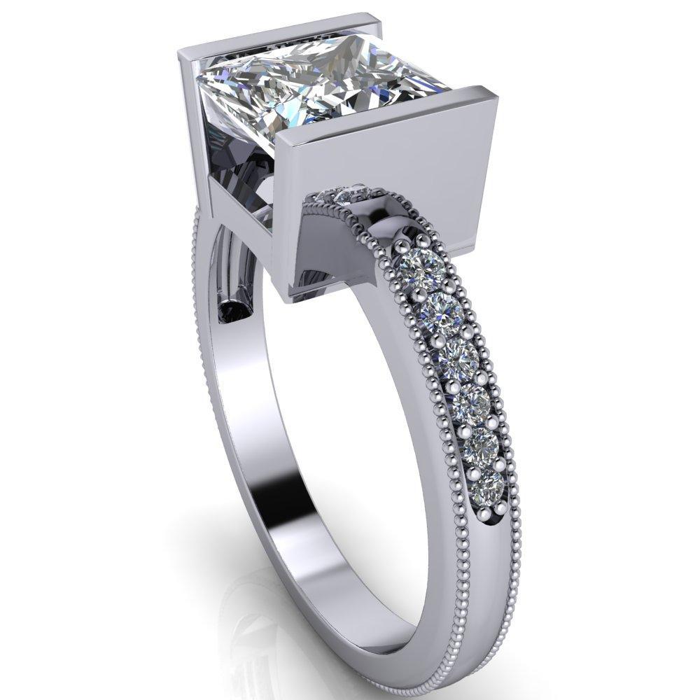 Trami Princess/Square Half Bezel Ring-Custom-Made Jewelry-Fire & Brilliance ®