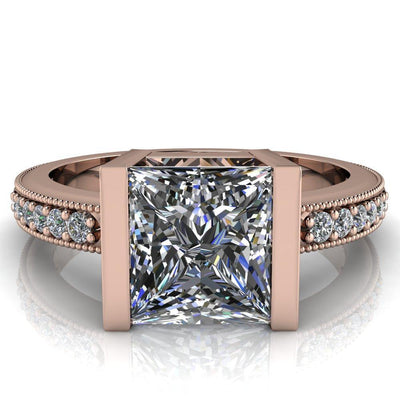 Trami Princess/Square Half Bezel Ring-Custom-Made Jewelry-Fire & Brilliance ®