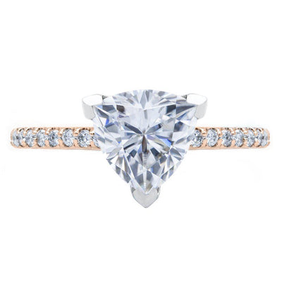 Trillion Moissanite 3 Prongs Diamond Accent Ice Cathedral Solitaire Ring-Solitaire Ring-Fire & Brilliance ®
