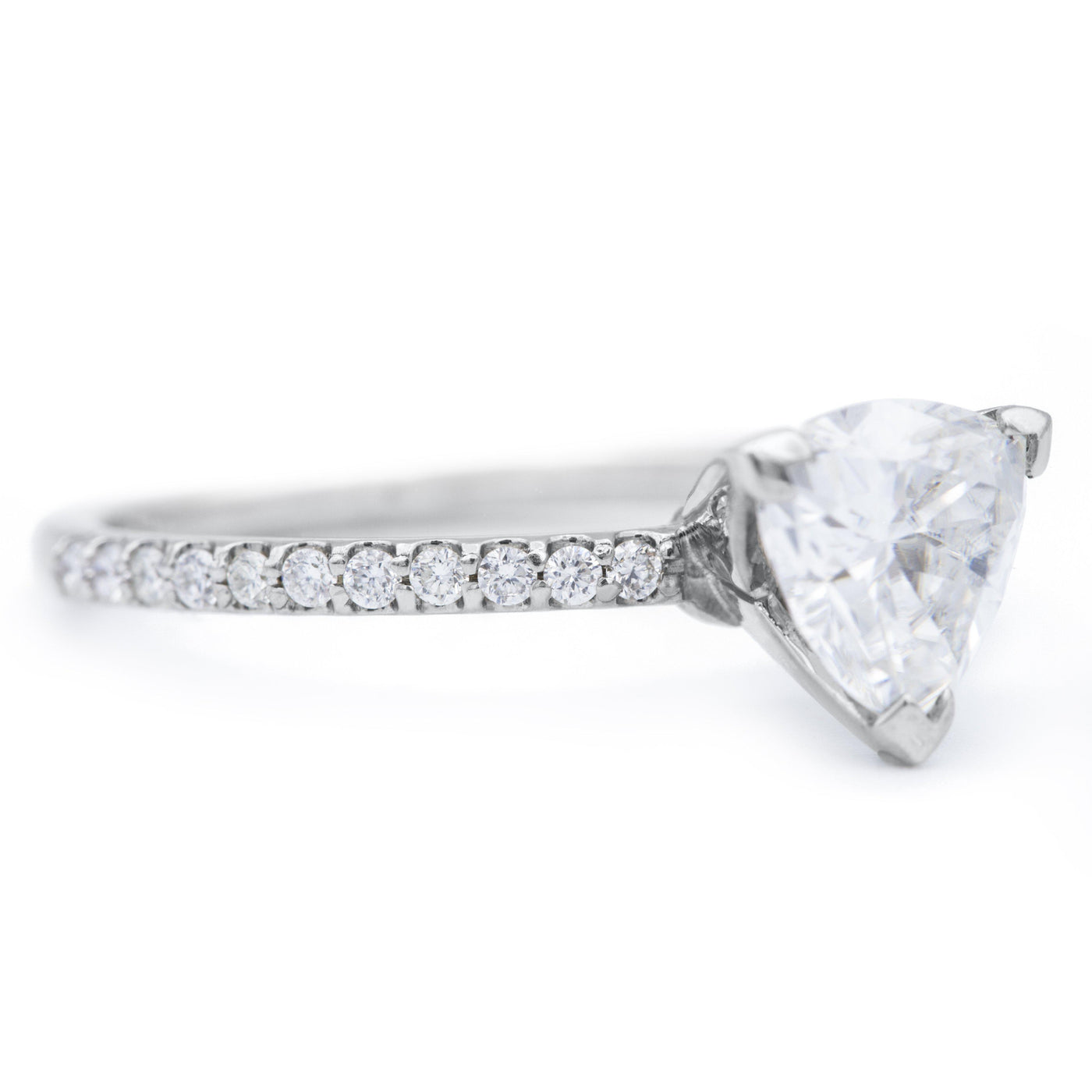 Trillion Moissanite 3 Prongs Diamond Accent Ice Solitaire Ring-Solitaire Ring-Fire & Brilliance ®