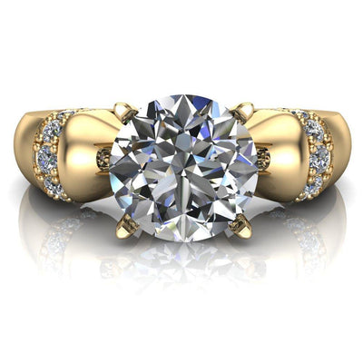 Ursula Round Moissanite 4 Prong Diamond Shoulder Engagement Ring-Custom-Made Jewelry-Fire & Brilliance ®