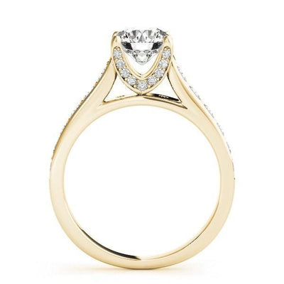 Valexis Round Moissanite Diamond V Prongs Channel Walls Cathedral Ring-Custom-Made Jewelry-Fire & Brilliance ®