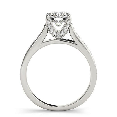 Valexis Round Moissanite Diamond V Prongs Channel Walls Cathedral Ring-Custom-Made Jewelry-Fire & Brilliance ®