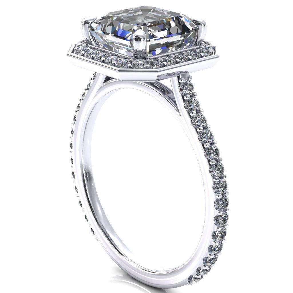 Valma Asscher Moissanite Floating Diamond Halo and Sides Ring-FIRE & BRILLIANCE