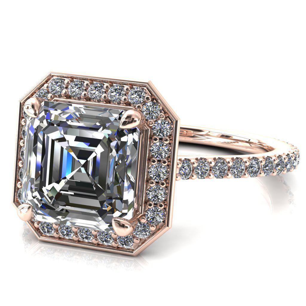 Valma Asscher Moissanite Floating Diamond Halo and Sides Ring-FIRE & BRILLIANCE