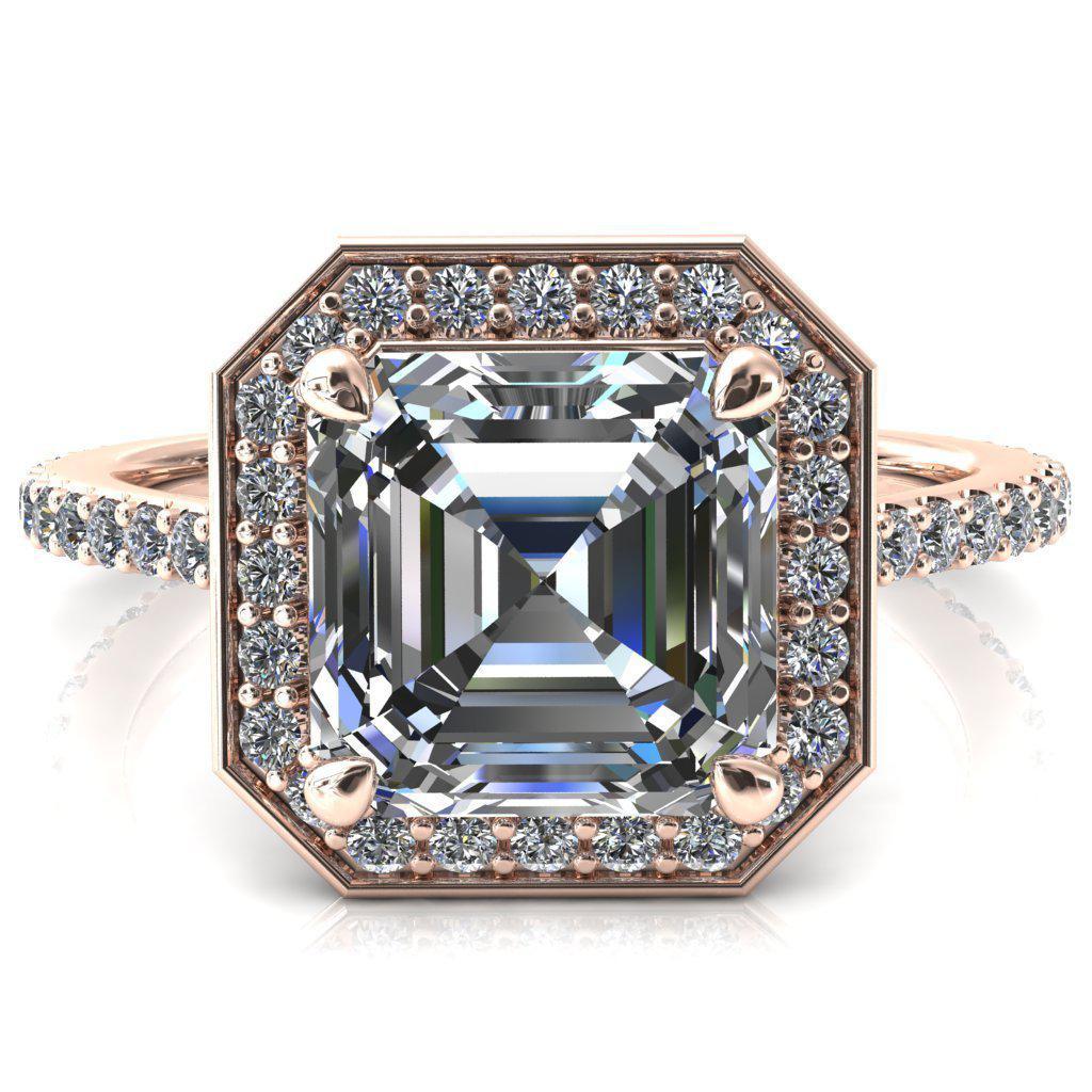 Valma Asscher Moissanite Floating Diamond Halo and Sides Ring-FIRE & BRILLIANCE