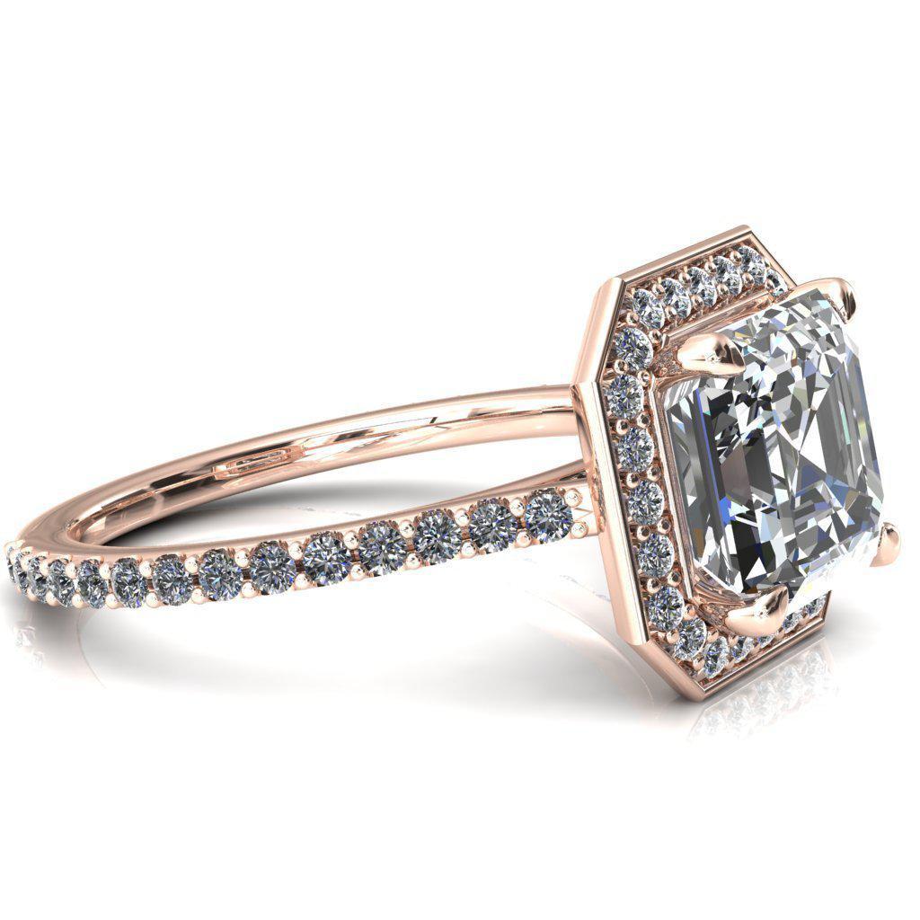 Valma Asscher Moissanite Floating Diamond Halo and Sides Ring-FIRE & BRILLIANCE