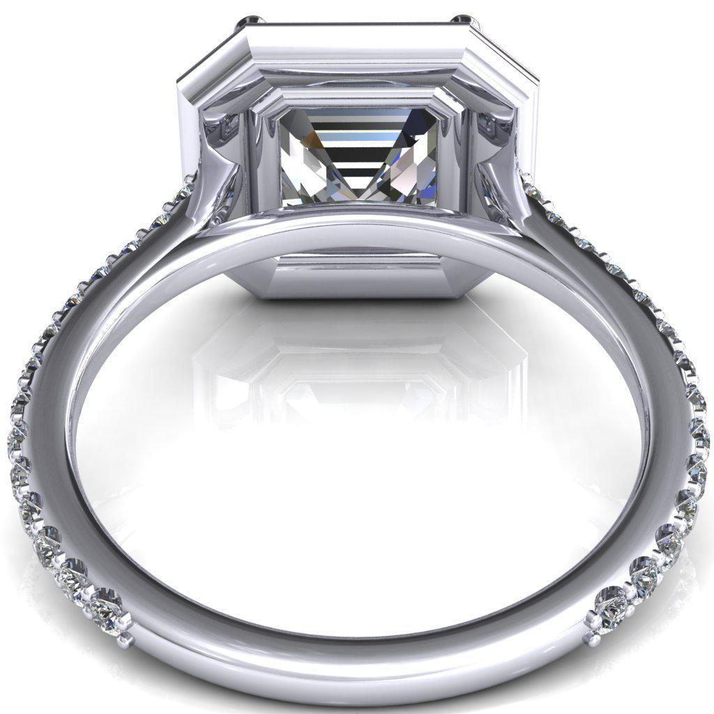 Valma Asscher Moissanite Floating Diamond Halo and Sides Ring-FIRE & BRILLIANCE