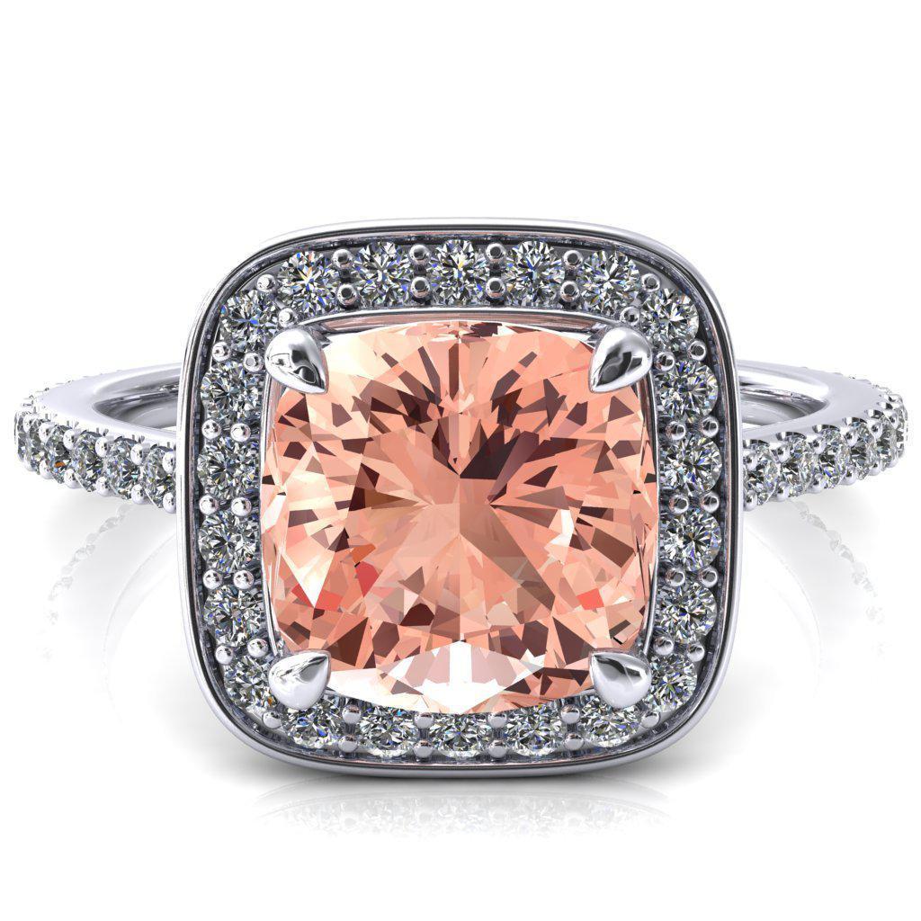 Valma Cushion Champagne Sapphire Floating Diamond Halo and Sides Ring-FIRE & BRILLIANCE