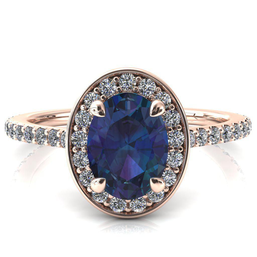 Valma Oval Alexandrite Floating Diamond Halo and Sides Ring-FIRE & BRILLIANCE