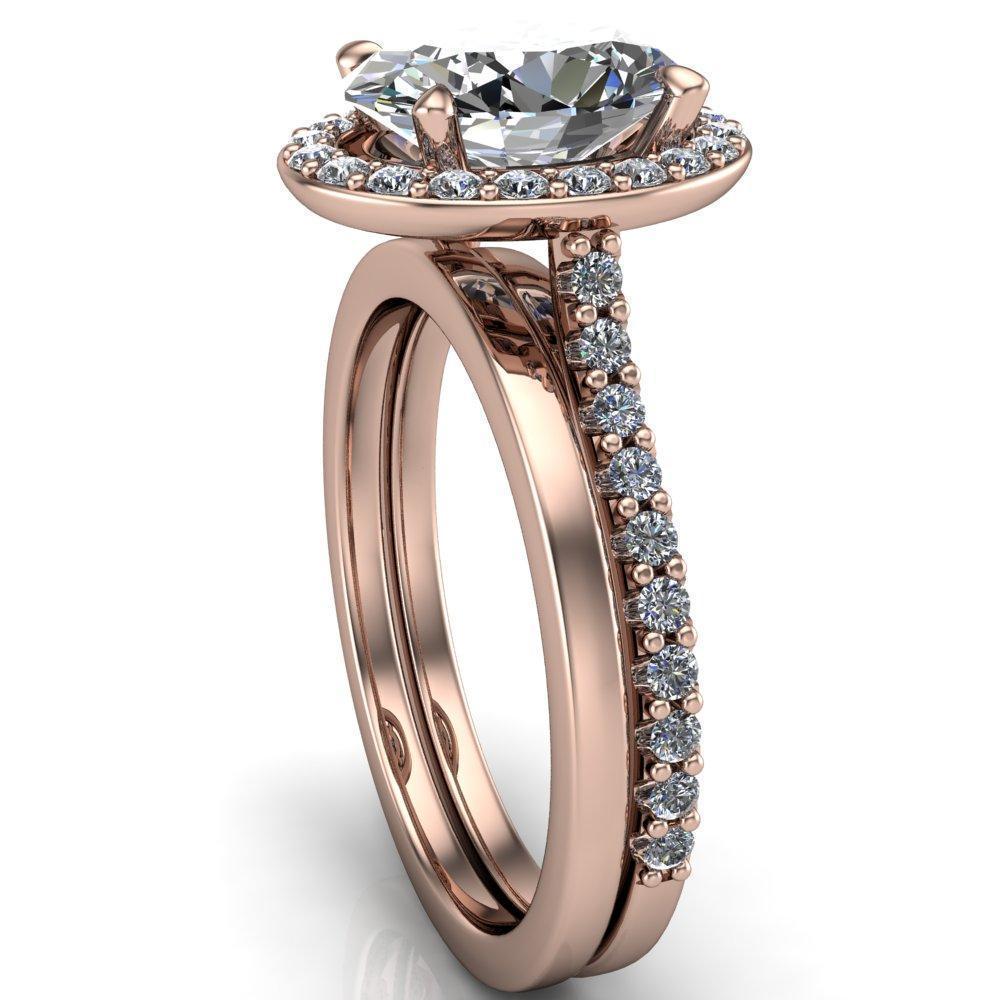 Valma Oval Moissanite Floating Diamond Halo and Sides Ring-Custom-Made Jewelry-Fire & Brilliance ®