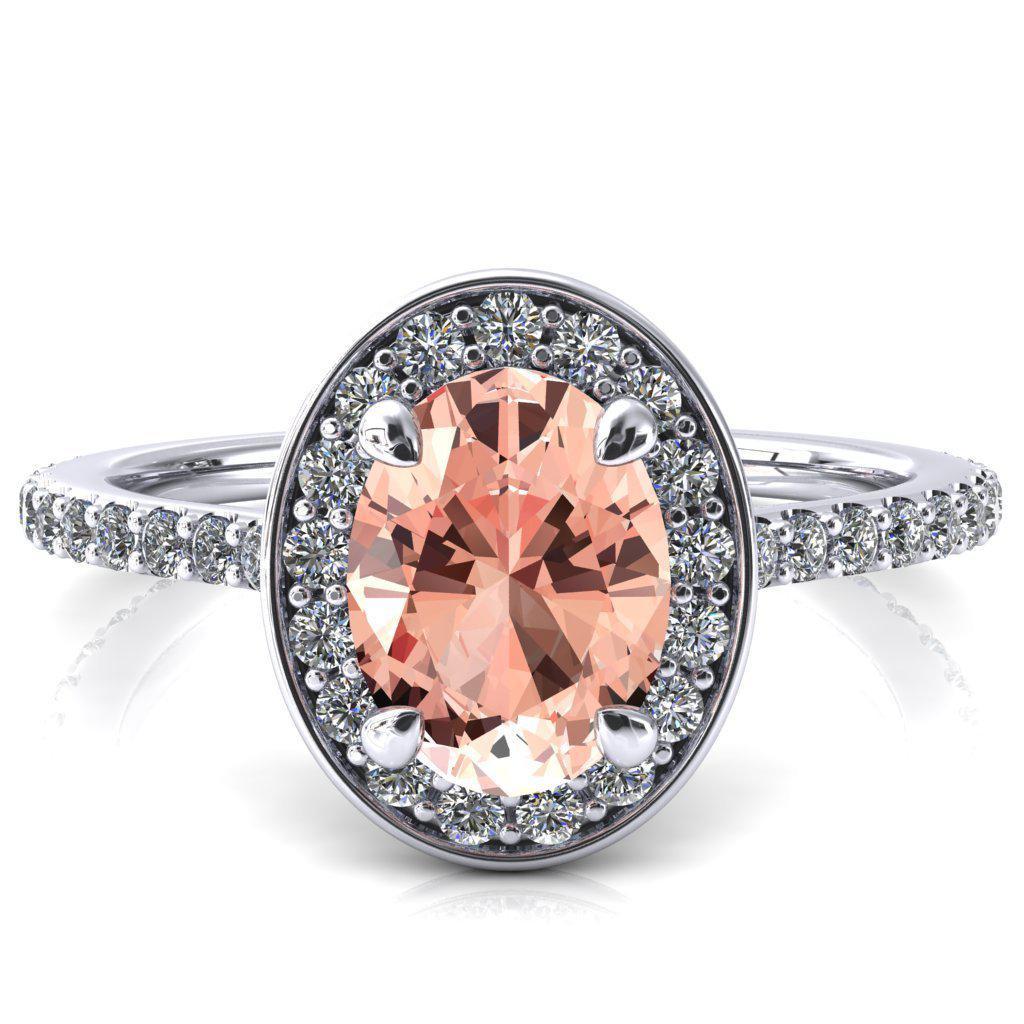 Valma Oval Champagne Sapphire Floating Diamond Halo and Sides Ring-FIRE & BRILLIANCE