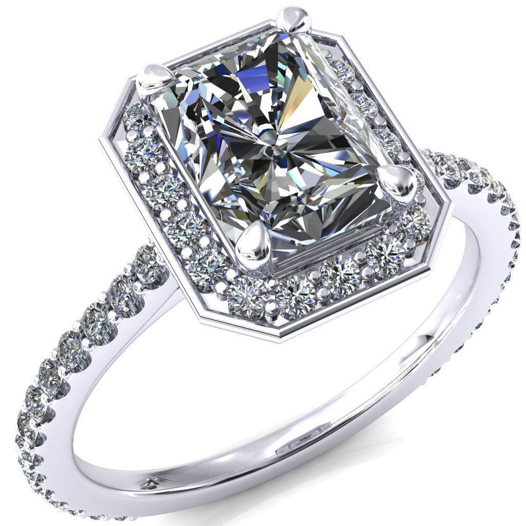 Valma Radiant Moissanite Floating Diamond Halo and Sides Ring-FIRE & BRILLIANCE