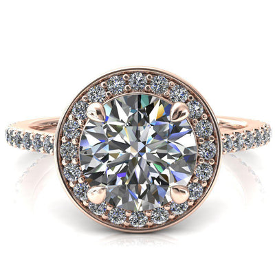 Valma Round Moissanite Floating Diamond Halo and Sides Ring-FIRE & BRILLIANCE