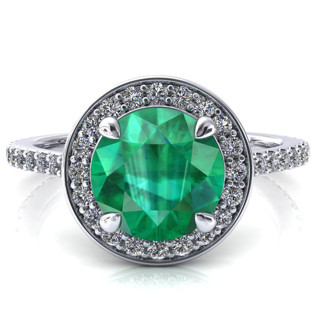 Valma Round Emerald Floating Diamond Halo and Sides Ring-FIRE & BRILLIANCE