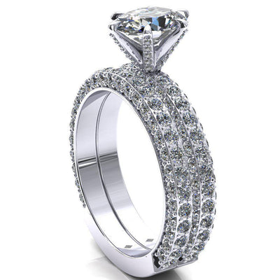 Vanessa Oval Moissanite 6 Claw Prongs 3/4 Pavé Eternity Engagement Ring-FIRE & BRILLIANCE