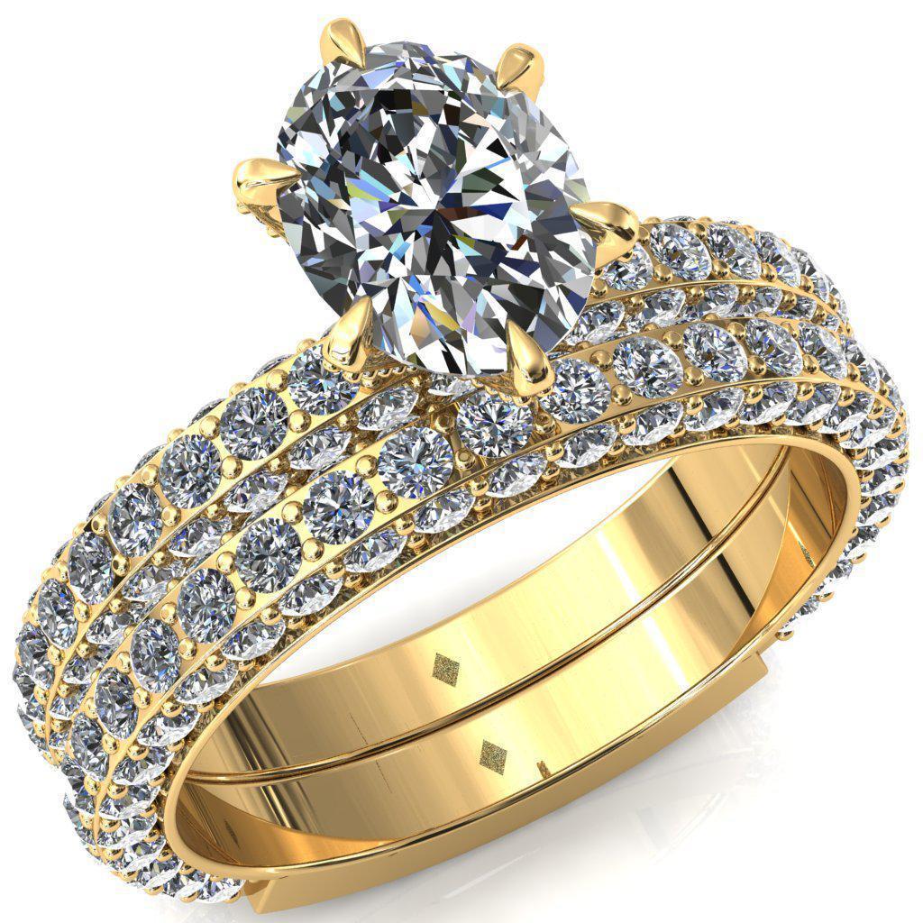 Vanessa Oval Moissanite 6 Claw Prongs 3/4 Pavé Eternity Engagement Ring-FIRE & BRILLIANCE