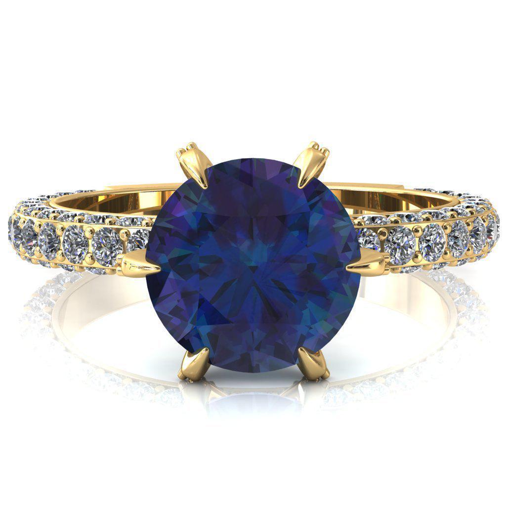 Vanessa Round Alexandrite 6 Claw Prongs 3/4 Pavé Eternity Engagement Ring-FIRE & BRILLIANCE