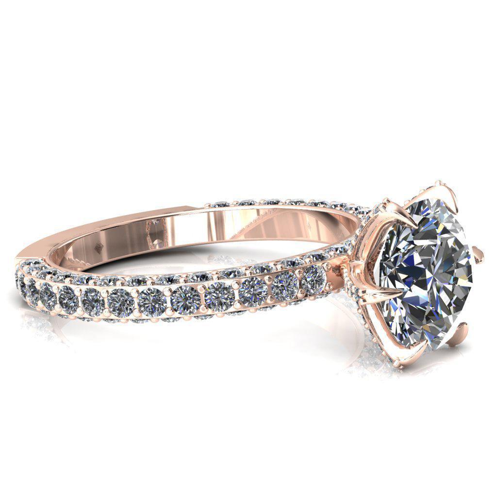Vanessa Round Moissanite 6 Claw Prongs 3/4 Pavé Eternity Engagement Ring-Custom-Made Jewelry-Fire & Brilliance ®