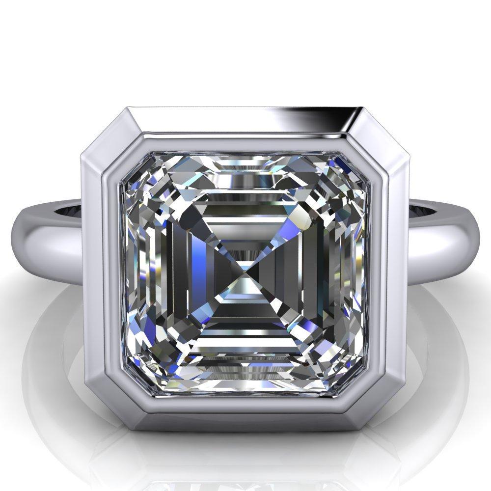 Vega Asscher Moissanite Full Bezel Engagement Ring-Custom-Made Jewelry-Fire & Brilliance ®