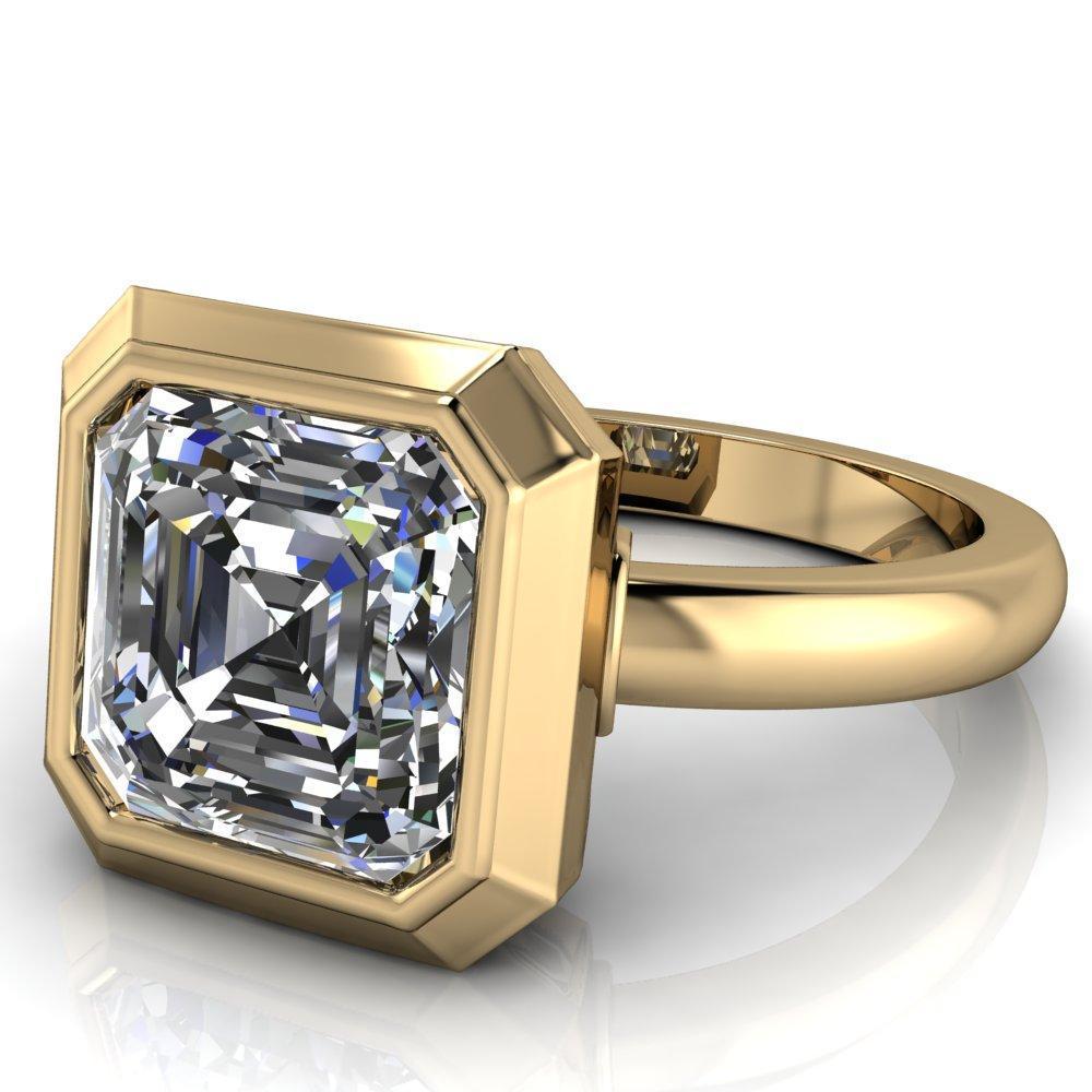 Vega Asscher Moissanite Full Bezel Engagement Ring-Custom-Made Jewelry-Fire & Brilliance ®