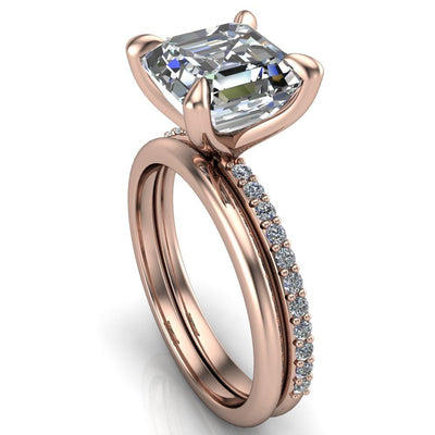 Venus Asscher Moissanite Diamond Fire Band 4 Claw Sculptural Prongs Ring-Custom-Made Jewelry-Fire & Brilliance ®