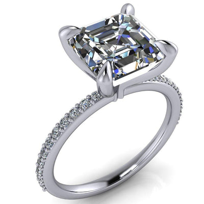 Venus Asscher Moissanite Diamond Fire Band 4 Claw Sculptural Prongs Ring-Custom-Made Jewelry-Fire & Brilliance ®