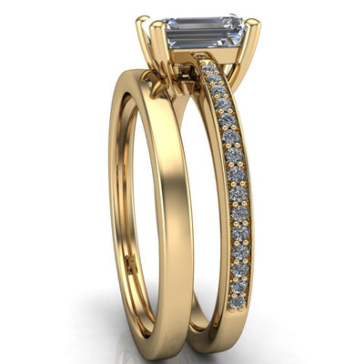 Vera Emerald Moissanite Diamond Channel 4 Prong Engagement Ring-Custom-Made Jewelry-Fire & Brilliance ®