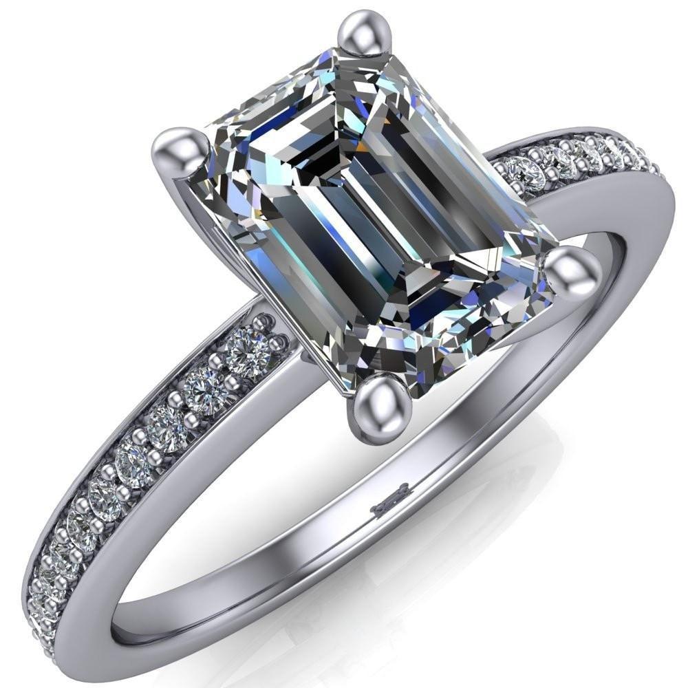 Vera Emerald Moissanite Diamond Channel 4 Prong Engagement Ring-Custom-Made Jewelry-Fire & Brilliance ®