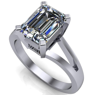 Versailles Emerald Moissanite Split Shank Under Bezel 4 Prong Ring-Custom-Made Jewelry-Fire & Brilliance ®