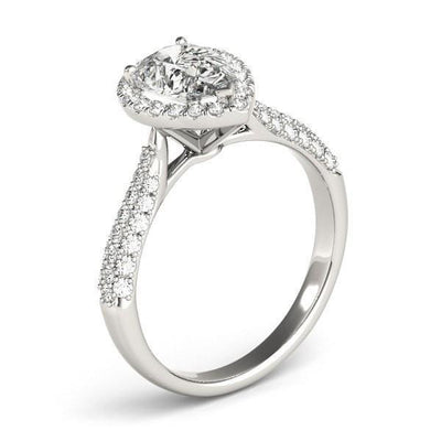 Vicky Pear Moissanite Micro Pave Shank Halo Engagement Ring-Custom-Made Jewelry-Fire & Brilliance ®