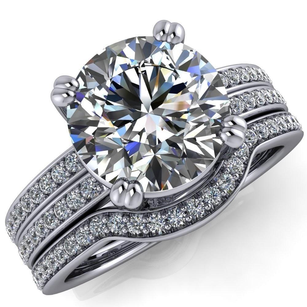 Viola Round Moissanite Juliette Double Quad Prong Set with Double