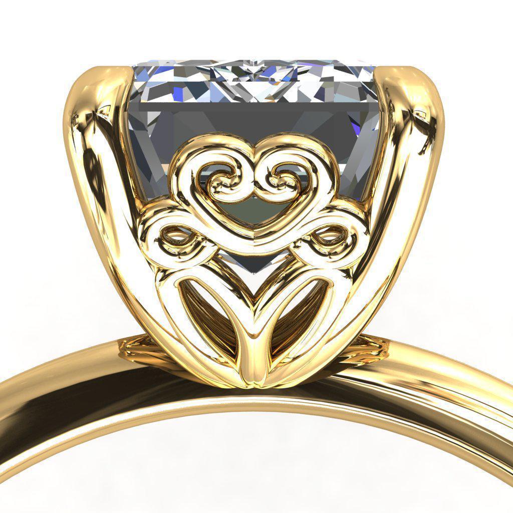 Violette Emerald Moissanite Mustache Heart Scrolls Engagement Ring-Custom-Made Jewelry-Fire & Brilliance ®