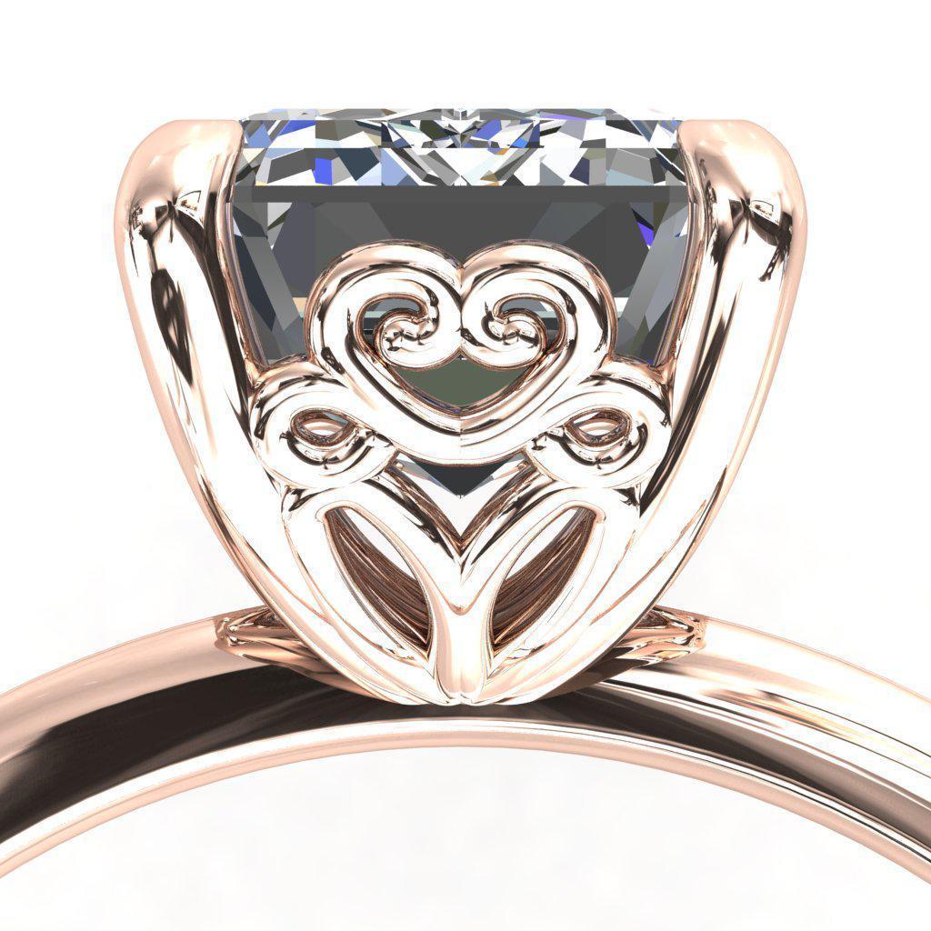 Violette Emerald Moissanite Mustache Heart Scrolls Engagement Ring-Custom-Made Jewelry-Fire & Brilliance ®