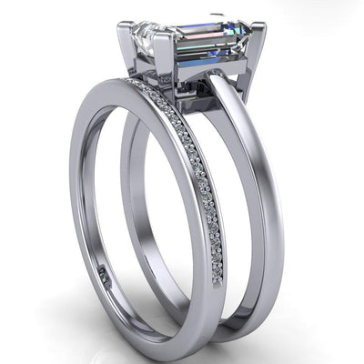 Virginie Emerald Moissanite 4 Prong Comfort Ring-Custom-Made Jewelry-Fire & Brilliance ®