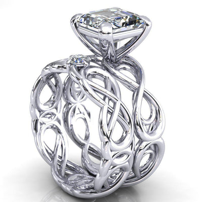 Vivien Asscher Moissanite 4 Prong Ring-Custom-Made Jewelry-Fire & Brilliance ®
