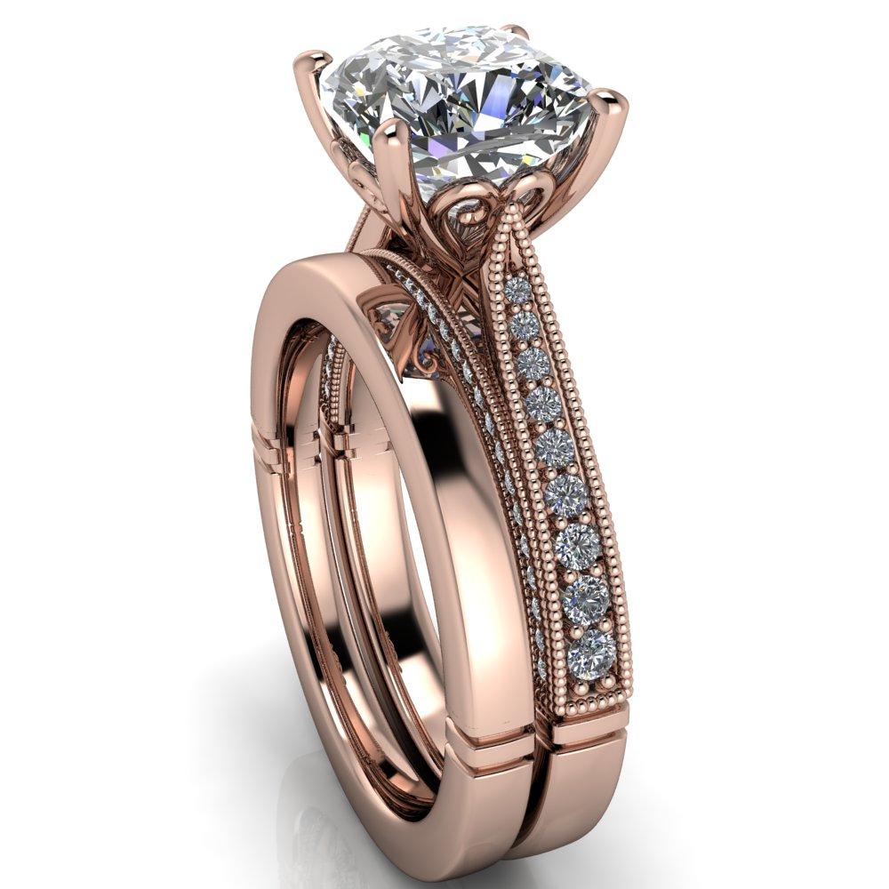 Vivienne Cushion Moissanite 4 Prong Milgrain Engagement Ring-Custom-Made Jewelry-Fire & Brilliance ®